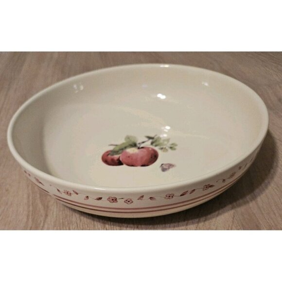 Pfaltzgraff Delicious Apple Round Serving Dish Bowl Country Gingham Red - Picture 1 of 7